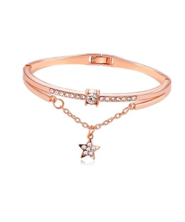 HAPINARY Unique Star-Shaped Bracelet Crystal Alloy Hand Chain Vintage Style Rose Gold Jewelry for Women and Girls