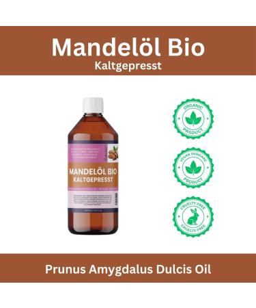 Coldpressed organic almond oil premium massage skin and hair care oil aromatherapy nail care without additives Nakobe 500 ml - Buy Online on GoSupps.com