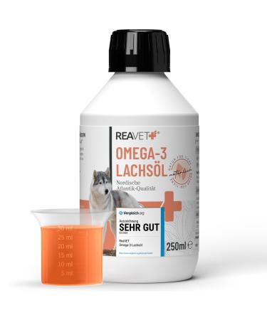 Reavet test judgment very good 02/24 salmon oil dogs cat 250ml - rich in omega 3 & 6 fish oil dog high dose i real food quality without additives i freshly filled in Germany 250 ml