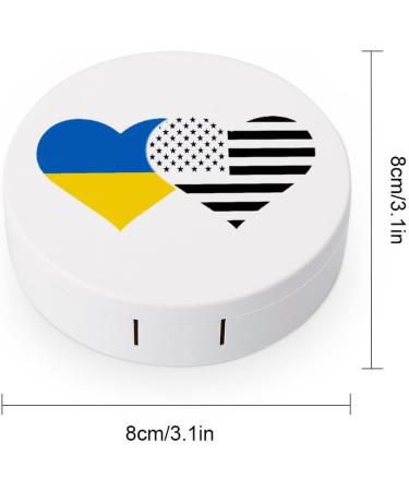 Buy Ukraine & American Flag Contact Lens Case | Portable Round Storage Box with Mirror | Perfect for Travel & Daily Use - Buy Online on GoSupps.com