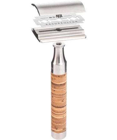 M HLE Rocca Shaving Set - Silvertip Badger Brush Safety Razor & Holder - Birch Bark & Stainless Steel - Buy Online on GoSupps.com