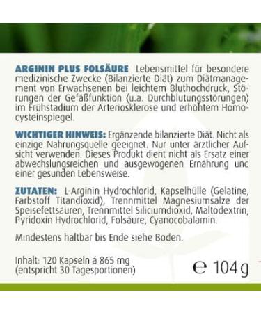 Arginine Plus Folic Acid - Premium Quality Supplement for High Blood Pressure & Arteriosclerosis | International Shipping - Buy Online on GoSupps.com