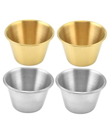 Zerodeko 4pcs Stainless Steel Dipping Sauce Cup Soy Sauce Cup Sushi Dipping Bowl Metal Sauce Cups Ketchup Dip Bowls Soup Japanese Soy Sauce Desert Dishes Household Soy Sauce Bowl