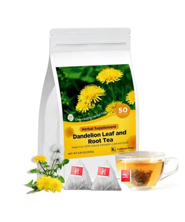 Dandelion Leaf And Root Tea Natural Dandelion Herbal Detox Tea Bags Protects Liver And Kidney Health Boosts Immunity Aids Digestion Caffeine-Free (1 Pack/50 Bags) Dandelion Root 1Bag(50pcs)