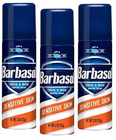 Barbasol Shave Cream Sensitive Skin Travel size 2 oz (Pack of 3)