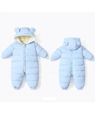 BRONG Baby Snowsuit Winter Coat Blue 12-18 Months | Infant Hooded Fleece Romper - Buy Online on GoSupps.com