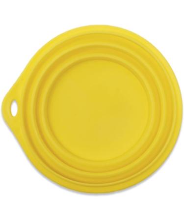 Silicone Dog Bowl with Carabiner - 250ml Portable Food & Water Bowl for Dogs & Cats - Yellow - Buy Online on GoSupps.com