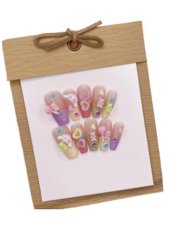 Detachable Handmade false nails with design dopamine bubble love girl press on Nail enhancement false nails (Color : 1 Size : S)