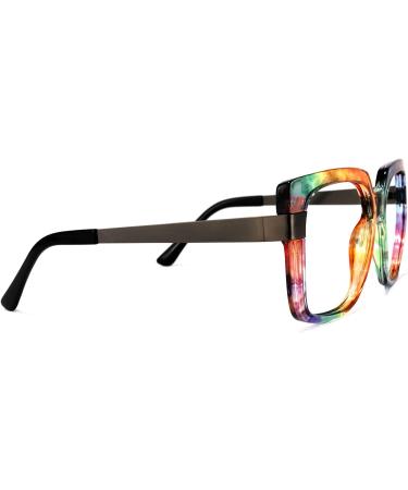 Zeelool Reeves ZOP02129 Floral Oversized Square Blue Light Blocking Glasses | UV400 Protection | Multicolor Lens - Buy Online on GoSupps.com