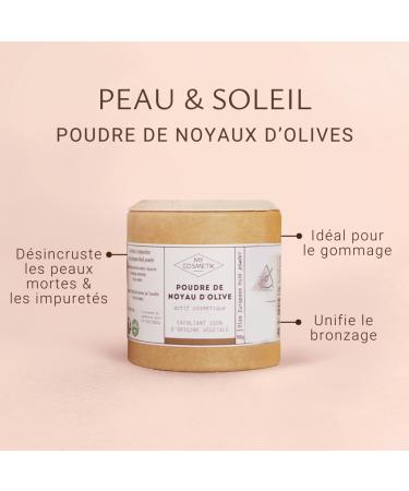 Olive Stone Powder - Exfoliating - 100% Pure and Natural - MY COSMETIK - 50 g - in Vegetable Pot - Buy Online on GoSupps.com