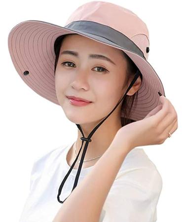 UPF 50+ Waterproof Pink Sun Hat for Women - Wide Brim UV Protection Bucket Boonie Hat - Buy Online on GoSupps.com