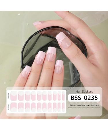 Semi Cured Gel Nails Strips - Nude Pink Gel Nail Stickers Nail Wraps Soft Self-Adhesive Gel Nail Strips for Nails French Tip Gel Nail Wrap Stickers Decals (UV/LED Lamp Required) Pink-french - Bss-0235 - Buy Online on GoSupps.com