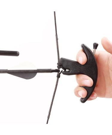 LIZHOUMIL Thumb Bow Release, 3 Finger Thumb Trigger Caliper Grip Compound Bow Release Aid, Recurve Bow Releaser Aid Tool, Replaceable Bow Release Trigger Caliper Grip Black