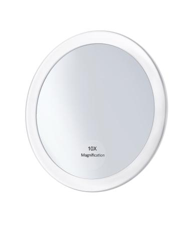 Frcolor 10X Magnifying Mirror with 3 Suction Cups  Cosmetic Make Up Mirror Pocket Mirror 5.9 Inch (White)