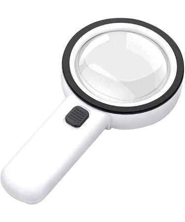 Spacmirrors Magnifying Glass 80mm Magnifying Len Magnifying Glass 10X with 12 LED Lights with Non-Slip Soft Rubber Handle Magnifier