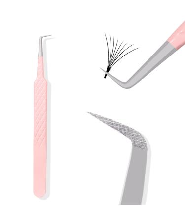 Fiber Tip Lash Tweezers for Eyelash Extensions  Professional 90 Degree Tweezers for Lash Extension Suppliers  Best Pink Tweezers Precision Tool Set(90 Degree)
