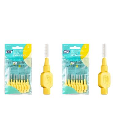 Tepe interdental brushes Extra soft yellow (ISO size 4: 0.7 mm) / for a particularly gentle & efficient cleaning of the interdental spaces / 1 x 8 interdental brushes (pack with 2) ISO size 4 (8 pieces) (pack with 2)