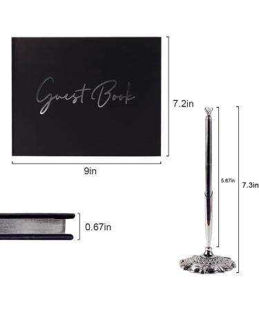 Wedding Guest Book with Pen Black Guest Book for Wedding Reception Party Funeral Memorial Baby Shower Birthday Graduation Guest Book 2023 Thick Paper with Silver Foil - Buy Online on GoSupps.com