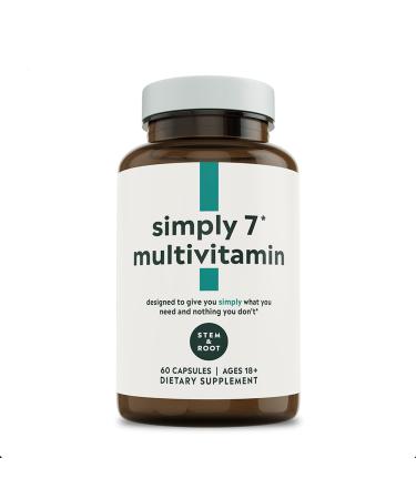 Stem & Root Simply 7 Multivitamin | Helps Address Top 7 Deficiencies for Adults | Made with 7 Essential Vitamins & Minerals Like Vitamin C Vitamin D & Magnesium | 60 Capsules (1 Month Supply)
