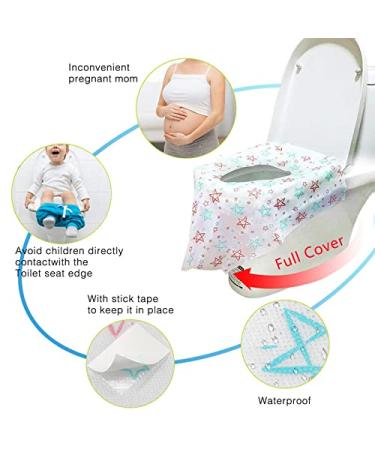 Homgaty 20 Pack Toilet Seat Covers Disposable  Extra Large XL Portable Potty Seat Covers for Kids and Toddler Potty Training or Home Travel Public Toilet Use(with Stick Tape Individually Wrapped) - Buy Online on GoSupps.com
