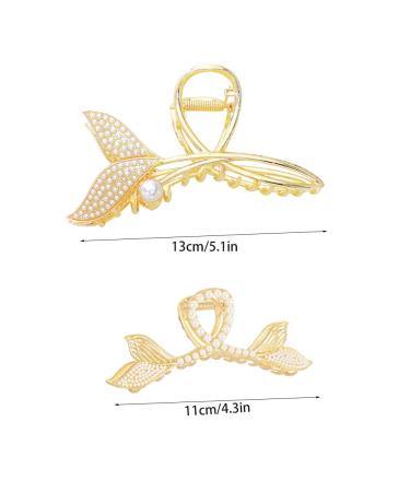 4 Pcs Pearl Fish Tail Hair Claw - Large Metal Clips for Thick Hair | Hair Styling Accessories for Women - Buy Online on GoSupps.com