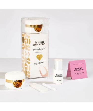 Le Mini Macaron DIY Gel Manicure Kit | Gel Nail Polish Kit w/ LED Nail Dryer Lamp 1 Gel Polish Cuticle Stick Nail File & Remover Wraps Milkshake