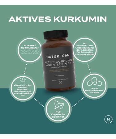 NatureCan Active Turmeric Capsules with Vitamin D3 - 500mg Turmeric & 30mg Curcumin - Anti-Inflammatory Formula - 90 Capsules for Optimal Health - Buy Online on GoSupps.com