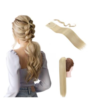 S-noilite hair part braid ponytail smooth hair extension naturally wrap on ponytail like real hair hairpiece 58cm long ashblond 58 cm ashblond