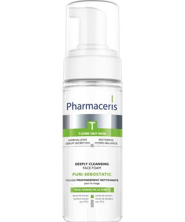 Pharmaceris T-Zone Oily Skin Puri-Sebostatic Cleansing Foam For Skin Left Dry And Irritated By Medicinal Acne Treatment (Restores Hydro-Balance of the Skin) 5.0 oz
