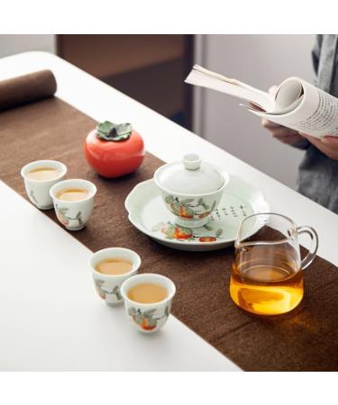 New style persimmon persimmon tea set Deyu white porcelain enterprise employee souvenir business practical gift/123 - Buy Online on GoSupps.com