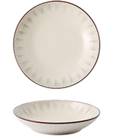 Dinnerware Dishes Plates Ceramic Plate Household Dish Dish White Circular Kitchen Restaurant Dish Simple Line Shape Deep Plate Soup Plate Vintage Dish Set of 4/6 Dinner Restaurant Family Party Plates Medium B - Buy Online on GoSupps.com