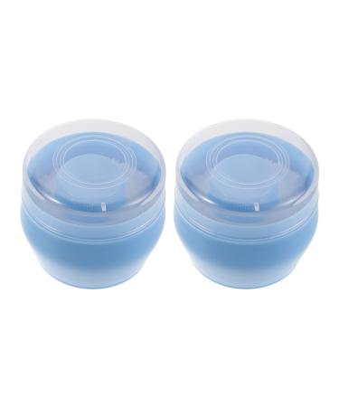 Lot de 2 Bo tes Poudre pour B b Bleu avec Houppette Douce R cipient Portable pour Poudre Corporelle Distributeur Pratique pour Soins et Changes tui de Voyage Compact