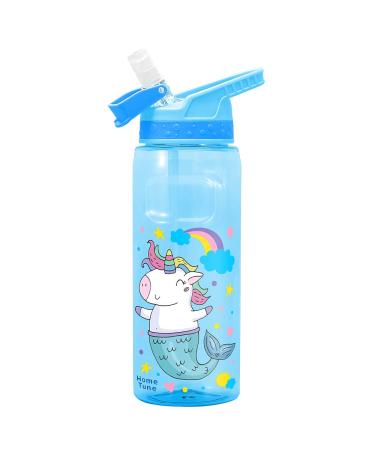 Koohot 22oz Kids Water Drinking Bottle - BPA Free  Sip Straw Lid  Carry Loop  Lightweight  Leak-Proof  Soft silicone sip cover  Cute Design for Girls & Boys - 1 Pack (Mermaid2)
