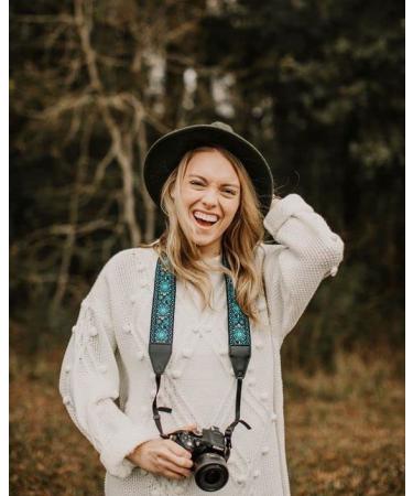 Art Tribute Blue Woven Vintage Camera Strap for DSLR - Floral Embroidered Neck & Shoulder Strap - Perfect Gift for Men & Women Photographers - Buy Online on GoSupps.com