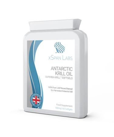Antarctic Krill Oil 500mg 60 Capsules - 100% Pure Cold Pressed Superba Krill Antarctic Eco Harvested Reflux Free Source of Omega 3 EPA & DHA Lipids Phospholipids Choline and Astaxanthin