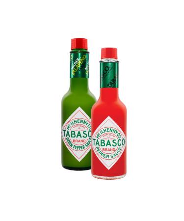 TABASCO® Duo-pack: Original Red Pepper and Green Pepper Sauce - 2 glass bottles of sharp chili sauce (2 x 147ml) 100% natural