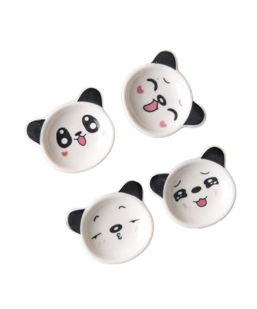 Snack Dip Bowls 4pc Cartoon Panda Ceramic Small Dish Home Soy Sauce Dish Creative Japanese Tableware Seasoning Saucers Appetizer Dish for Kitchen 4pcs
