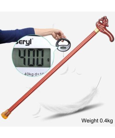 Wooden Cane Solid Walking Stick Walking Stick Cane Creative Carving Handle Red Wooden Crutch for Women Old Man Mobility Aid Costume Party Accessory for Elderly Seniors - Buy Online on GoSupps.com