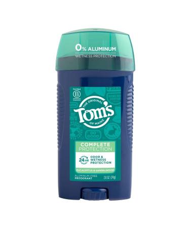 Tom's of Maine Complete Protection Aluminum-Free Natural Deodorant for Men, Eucalyptus & Sandalwood, 2.6 OZ Eucalyptus & Sandalwood 2.6 Ounce 1-Pack