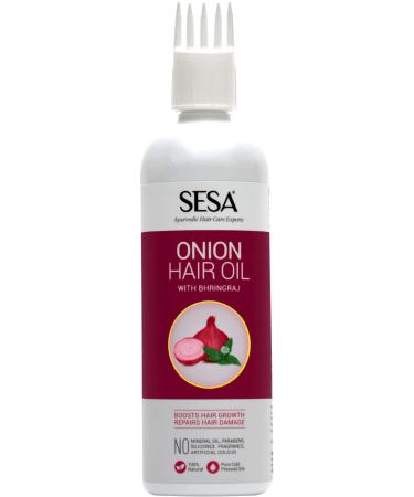 sesa Onion Hair Oil with Bhringraj & Ayurvedic Herbal Extracts NOW WITH COMB APPLICATOR Controls Hair Fall for All Hair Types Paraben Free & Sulphate Free 200 ml (Pack of 1)