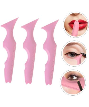 Mikinona 3pcs Silicone Beauty Ruler Eyeliner Pencil Eyeshadow Stencils Aid Makeup Guide Stencils Puzzle Bevel 15X4.15CM Pink-2 - Buy Online on GoSupps.com
