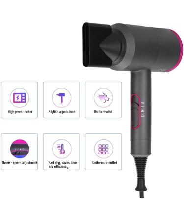 Professional Ionic Hair Dryer Low Noise Blow Dryer 1800W Fast Drying Negative Hairdryer Blowdryer with 2 Concentrator Nozzle 1 Diffuser Attachments for Home Salon Travel - Buy Online on GoSupps.com