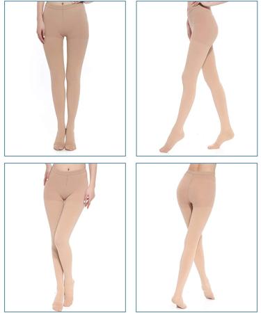 Medical Compression Pantyhose Stockings - Plus Size 20-30mmHg Graduated Support for Swelling, Varicose Veins - Closed Toe Beige - Men and Women - Buy Online on GoSupps.com