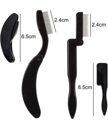Folding Eyelash Comb and Eyebrow Brush Set - Metal Teeth Grooming Brushes for Defined Lashes and Brows - Buy Online on GoSupps.com
