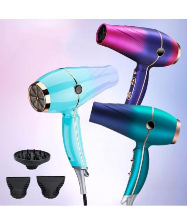 Hair Dryer 2000W Professional Powerful Hairdryer AC Motor Ionic Blow Dryer with Adjustable 2 Speed 3 Heat Settings 1 Key Cold air with 1 Diffuser and 2 Concentrator for Women&Men Purple Small Green - Buy Online on GoSupps.com