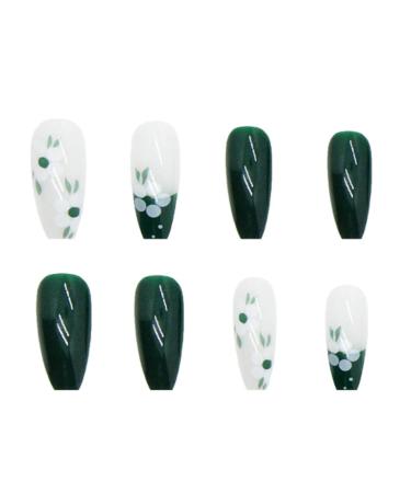 RUNRAYAY Green Medium Press On Nails with Flower | Acrylic Fake Nails for Women & Girls - Perfect for Any Occasion! - Buy Online on GoSupps.com