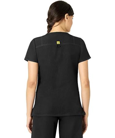 WonderWink Women's Four Stretch Sporty V-Neck Scrub Top - Large, Black - Buy Online on GoSupps.com