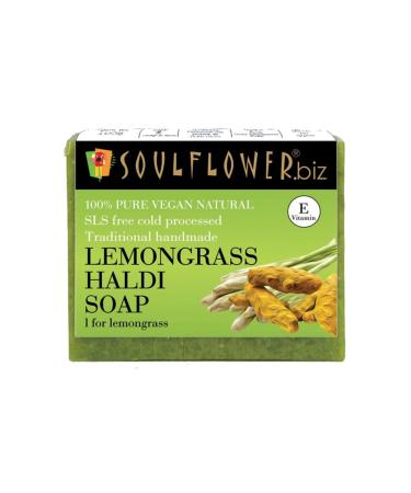 Lemongrass Haldi Soap | Acne Wrinkles Fine Lines | Handmade Natural Cold processed | Lemongrass Turmeric Olive Oil Castor Oil Vitamin E | (5 Oz)