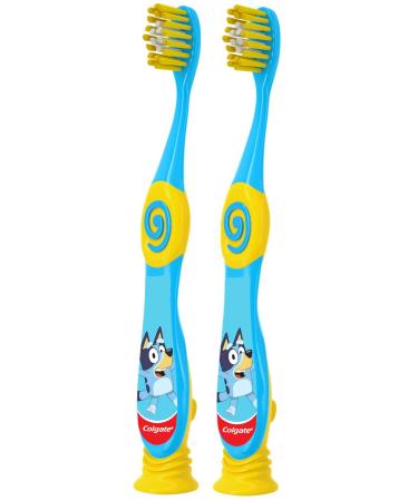 Colgate Bluey Toothbrush for Children with Suction Cup, Kids 2-5 Years Old, Extra Soft (Colors & Characters Very) - Pack of 2 - Buy Online on GoSupps.com