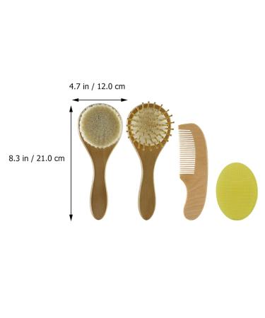 Heallily Baby Hair Brush and Comb Set - Gentle Wooden Hairbrush for Newborns, Infants, and Toddlers - Baby Grooming Kit for Bath and Shower - Buy Online on GoSupps.com
